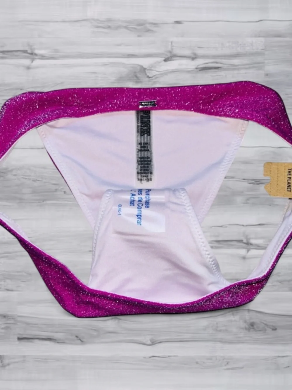 🆕👙PINK Shimmer Brazilian Bikini Bottom Magenta XS Victoria Secret NWT